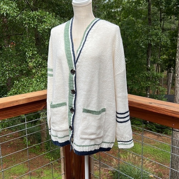 BP Oversized Knit Button Front Light Academia Nerdy Cardigan w/ Pockets M NWT - Picture 6 of 10